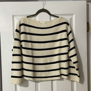 Striped over the shoulder sweater